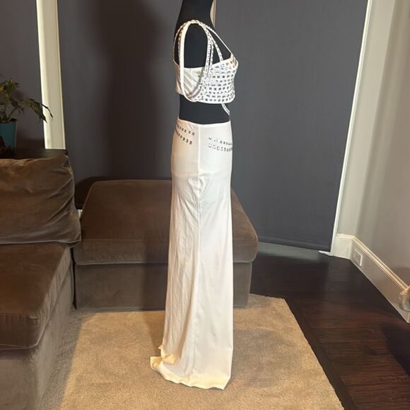 Women’s White Sparkly BodyCon 2 Piece Party Club Outfit Size M NEW *READ - Picture 4 of 10